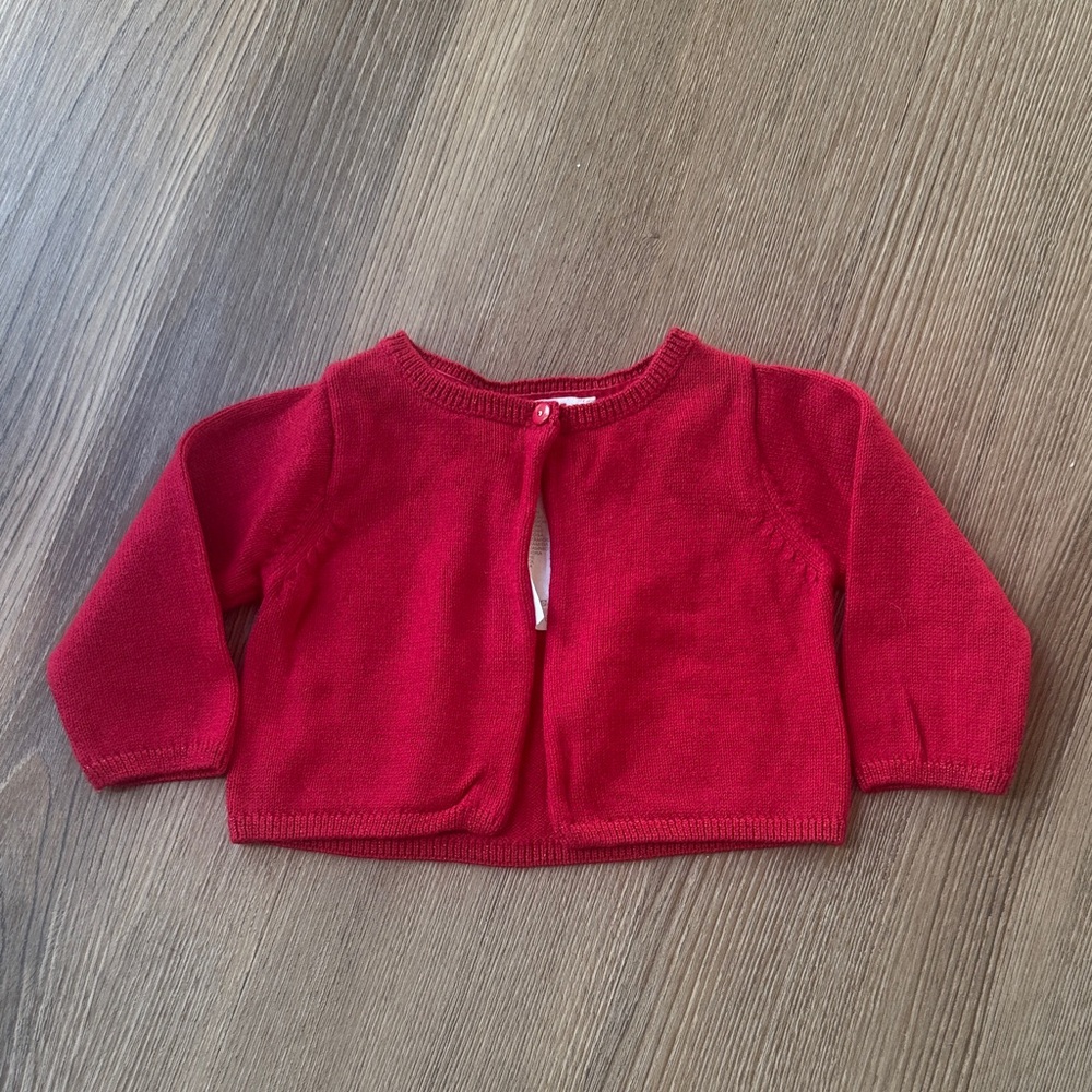 Jacadi baby girl cotton wool blend red cardigan with sparkly trim - 6 months
